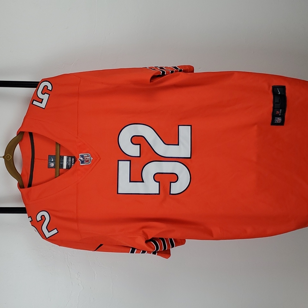 Nike Chicago Bears V-neck Orange Khalil Mask #52 Jersey men size L